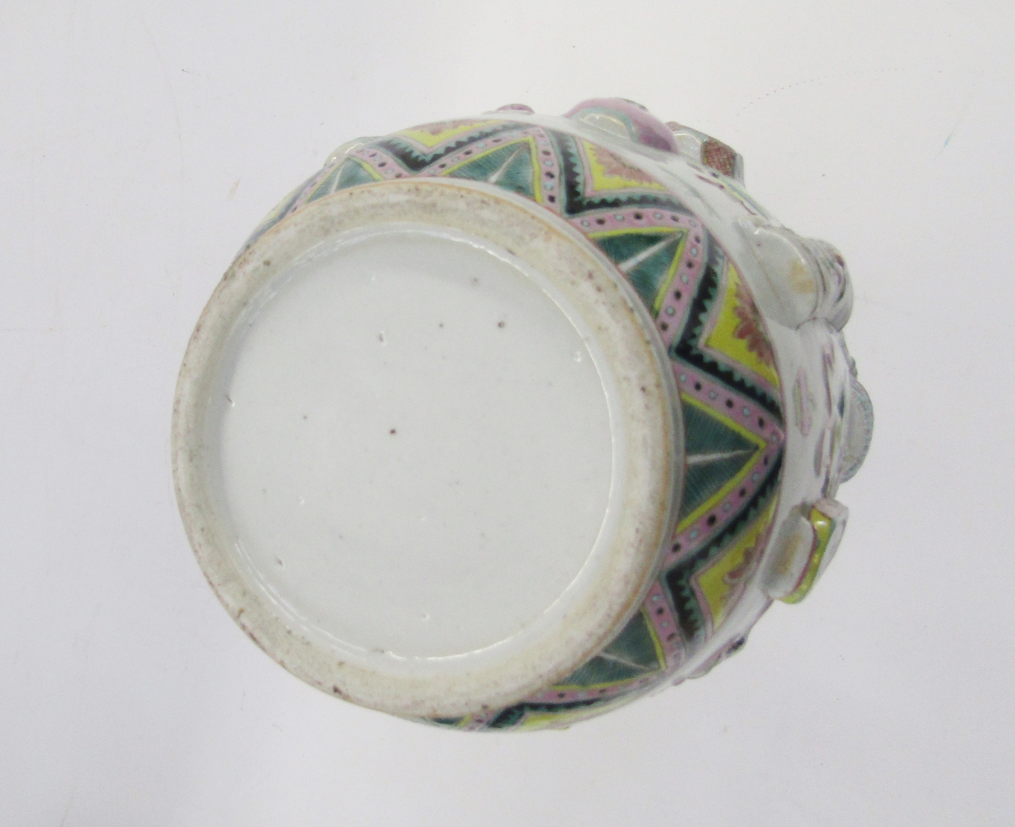 Pair of Chinese porcelain famille rose 'One Hundred Antiques' relief-moulded oviform vases, Qing - Image 6 of 85