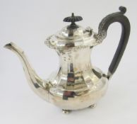 Silver coffee pot, baluster shape and panelled with fruiting vine border, Birmingham (marks worn),
