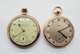 Rone Dress open faced pocket watch, the two tone dial with baton and quarterly Arabic hour