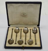 Set of six George V silver coffee spoons, Sheffield 1924, Mappin & Webb, with plain seal tops,