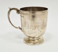 George VI silver mug, on circular pedestal base, hallmarked Birmingham 1939 by Mappin & Webb, 5.