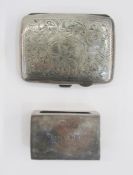 Silver cigarette case foliate scroll engraved, hallmarked Birmingham 1919 and silver matchbox