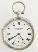George V silver cased open-faced pocket watch, retailed by Fattorini & Sons Ltd, Bradford, the
