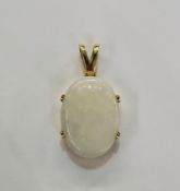 18ct gold and opal pendant, the oval and claw set opal approx 1.8cm high, approx weight 3.7g