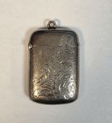 Late Victorian silver vesta case, engraved with foliate motifs, hallmarked Birmingham 1878 by