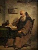 Sadler (mid-19th century) Oil on canvas Monk reading, signed and dated lower right, inscribed and