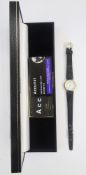 Lady's 9ct gold cased Accurist wristwatch, the white dial with Arabic numeral hour markers, case