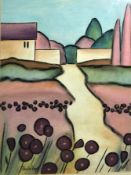 Pascale Bigot (Contemporary) Pastel on board 'Le Chemin en Provence', signed lower left Pascale