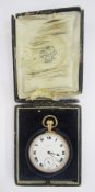 George V 9ct gold open faced pocket watch, button winding, inscribed T Coxon, with subsidiary