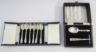 Set of six silver coffee spoons, thread pattern, Birmingham 1963, 45.8 g, and child's silver spoon