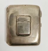 Edwardian silver cigarette case, of rectangular form, with vesta holder with striker mounted to