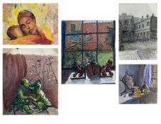 A contemporary collage depicting a mother and child in a conservation grade frame under UV and non-