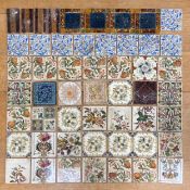 A collection of fifty-two 19th century dust pressed and glazed tiles to include Minton and others