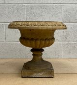 A 19th century Doulton Lambeth Neoclassical style terracotta urn with a wide egg and dart moulded