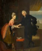 A large 19th century oil painting on canvas after the original titled 'Yorick and the Grisette' 1820