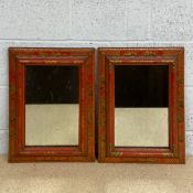 A pair of 19th century Georgian style red lacquered and parcel gilt chinoiserie mirrors with their