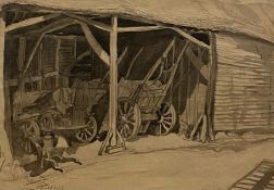 Grace Golden (1904-1993), a pencil and ink drawing on paper titled 'Near Guildford' 1935,