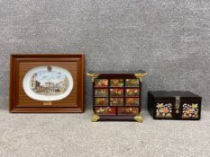 Two contemporary Oriental jewellery/trinket boxes to include a pagoda chest of nine short over two