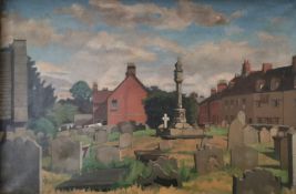 Douglas Frederick Pittuck (British 1911-1993), a signed and dated oil on canvas titled 'Churchyard
