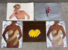 Five Pirelli calendars from the 1980's and 90's. H.60 W.42.5cm, the Pirelli 1992.
