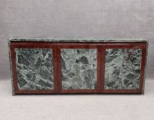 A large contemporary Art Deco style sideboard with a green granite top above three lacquered