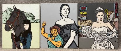 Julian Pedraza (b.1982), three acrylic paintings on canvas titled 'Callas Topless' 2009, 'Blushing