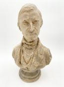 A late 19th century Caproni Casts (Pietro Caproni 1862–1928) plaster bust of Ralph W. Emerson,