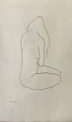 A modernist style ink line drawing on paper, study of a seated nude, signed and dated Allan '68 in a