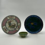 Three pieces of Oriental ceramics to include a small Chinese Sancai glazed narrow footed bowl,