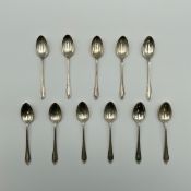 A set of eleven 20th century hallmarked silver teaspoons by Mappin & Webb with maker's marks along