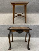 A Georgian style burr walnut side table with a piecrust top over a carved and shaped frieze with a