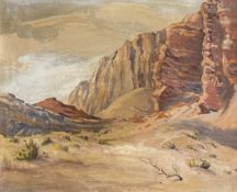 An early 20th century oil on canvas titled 'Desert Lands' 1936 by George D. Ferguson (1885-1947),