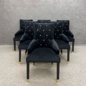A set of six contemporary Artsome for Coach House Collection black velvet and gilt button back