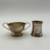 Two pieces of hallmarked silver to include an A. L. Davenport Ltd. Birmingham twin handled sugar