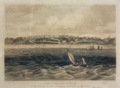 A late 19th century lithograph titled 'A View of Filey Taken from the Sea' by James Knaggs. Framed