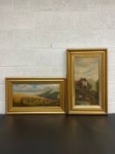 Two late 19th century naive school oils on canvas depicting rural scenes, signed L. Dixon to the