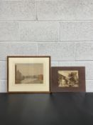 Two watercolours to include a 20th century canal scene by Ursula MacDonald (1903-1985), and an