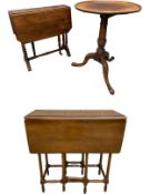 An Edwardian walnut Sutherland gateleg table on turned and stretchered supports along with a