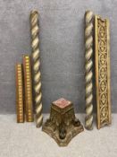 A collection of various pieces of architraving, 19th century and later, two barleytwist with