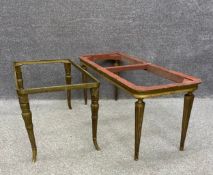 A carved giltwood coffee table base on tapering reeded supports and a gilt metal neoclassical