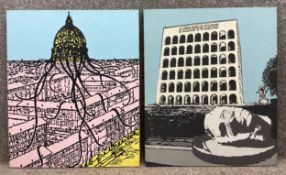 Julian Pedraza (b.1982), two contemporary signed and dated acrylics on canvas titled 'Cupola Copula'