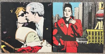 Julian Pedraza (b.1982), two contemporary acrylic paintings on canvas titled 'Beatotel' 2011 and '