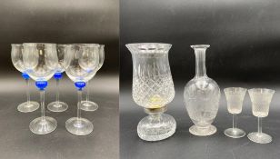 A collection of 19th century and later cut and etched glass. H.23cm (tallest)