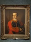 A 19th century oil on canvas laid on board, portrait of a gentleman in military dress uniform in a