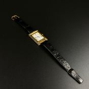 A .925 silver Bueche Girod gentleman's watch having a square enamelled face bearing Roman numerals