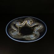 René Lalique (1860-1945), a large 1930s French opalescent Calypso bowl, signed to the base. Dia.36.