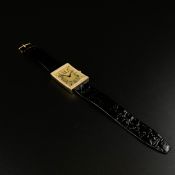 A gentleman's hallmarked 18ct gold D.B. Creazione Italiana watch having a square face with a