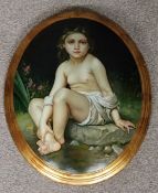 A 20th century oil painting on convex board after the original 19th century painting titled 'Child