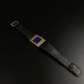 A hallmarked gold gentleman's Bueche Girod watch, the royal blue enamelled face bearing gilt Roman
