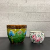 An early 20th century Minton Secessionist ware jardiniere with stylised Art Nouveau style floral